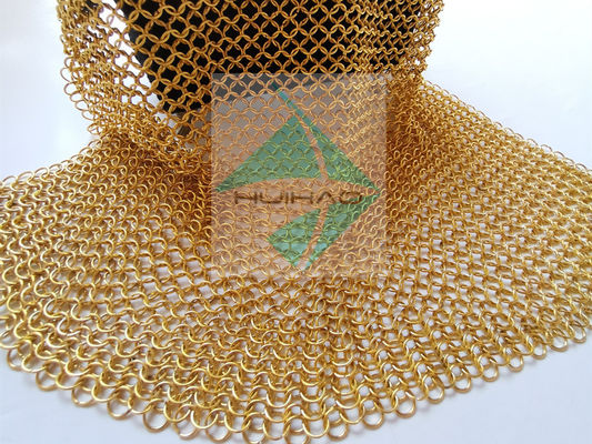 Metal galvanizado Ring Mesh Is For Decorating Ceiling LampTreatments do correio de corrente da cor do ouro