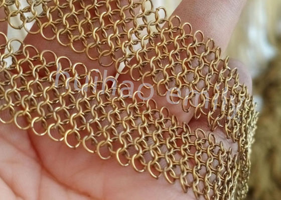 Acero inoxidável 7mm Ring Mesh Chain Mail Curtain com Fringing