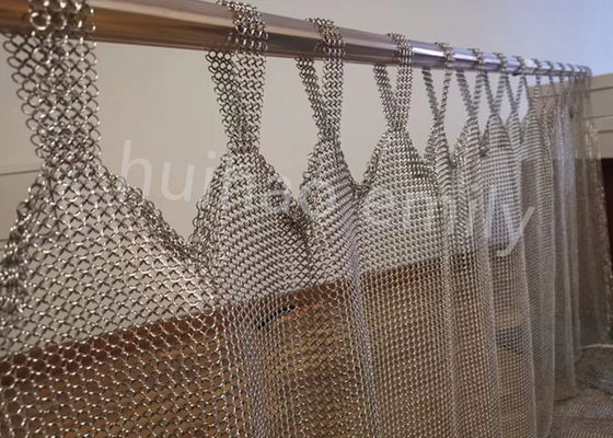 Tab Top Tipo 7mm Metal Ring Mesh Cortina de aço inoxidável 316L