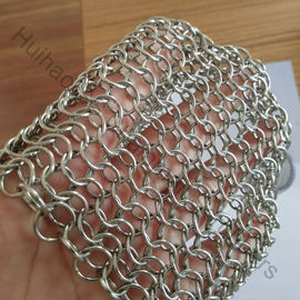 7"X7" de aço inoxidável Chain Mail Ring Mesh Scrubbers para utensílios de cozinha de ferro fundido