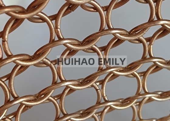 Cortina de malha metálica com argolas redondas de 10mm para decoração de hotéis