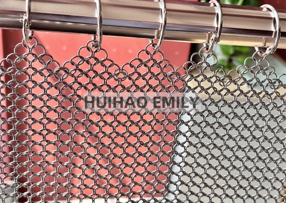 Cortina de malha de anel decorativa, cortina de malha de metal de cor personalizada