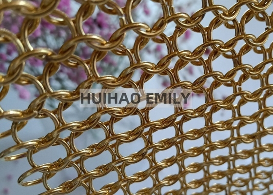 Cortina de malha metálica com argolas redondas de 10mm para decoração de hotéis