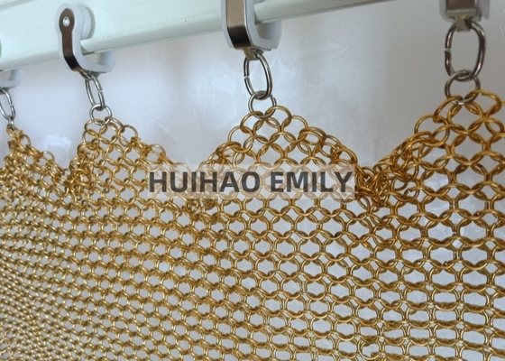 Cortina de malha metálica com argolas redondas de 10mm para decoração de hotéis