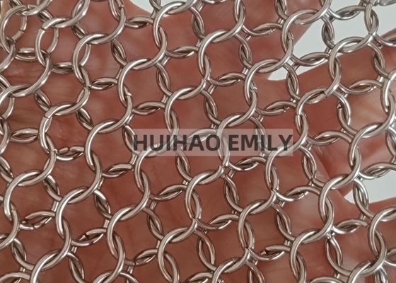 Cortina de malha de anel decorativa, cortina de malha de metal de cor personalizada