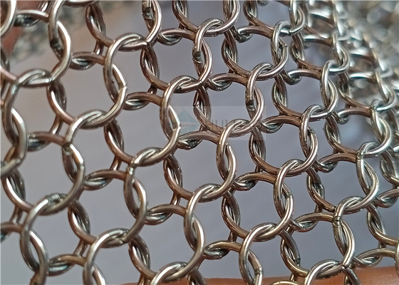 7mm Ring Mesh Curtains Silver Color Used de aço inoxidável para construções arquitetónicas