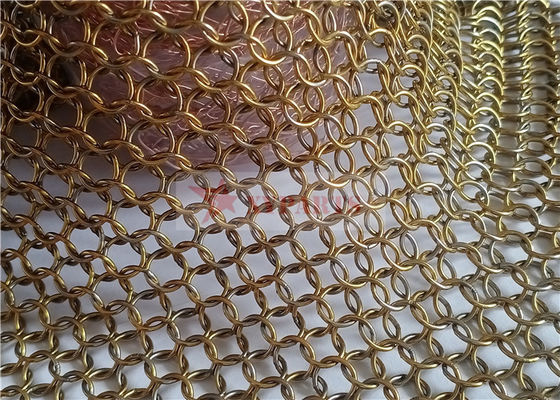 7mm de aço inoxidável anel de malha cortina cor de latão para arquitetura