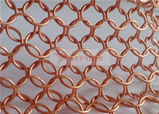 1.2x10mm Tecido de cadeia de cores de cobre para decoração de arquitetura e malha de anel de metal