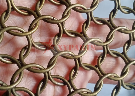Cortina de malha de anel de cor bronze 1,5 x 15 mm para construção de loja