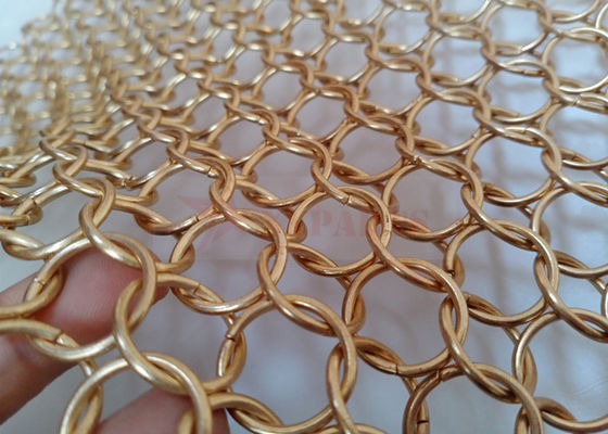 Tecido de malha de malha de cor dourada 1.5x15mm para cortina divisória de divisória de quarto