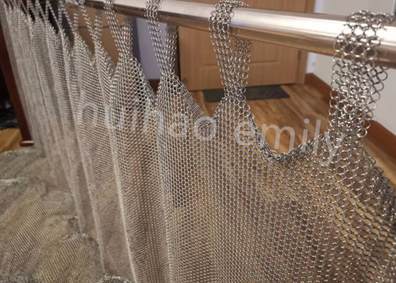 Tab Top Tipo 7mm Metal Ring Mesh Cortina de aço inoxidável 316L