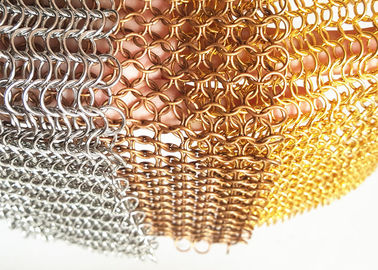 Malha de aço inoxidável para fachadas, cortina de cobre do anel do metal do anel de Chainmail do metal