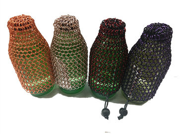 Saco personalizado da garrafa de vinho da malha do anel do metal do anel de Chainmail da liga de alumínio
