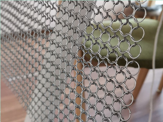 Tratamento de janela Ring Mesh Curtains de aço inoxidável, metal Chainmail Mesh Drapery For Space Divider