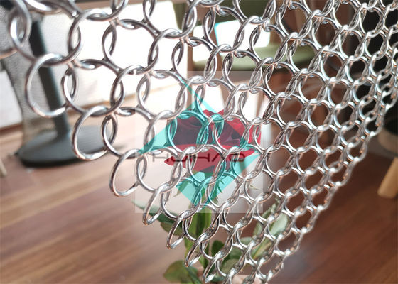 O correio de corrente da decoração dos contextos tece a cortina de aço inoxidável de Ring Mesh Drapery For Room Partitions