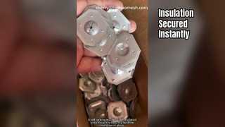 Pinos e arruelas de isolamento para fixar o painel isolante em paredes, tetos e pisos